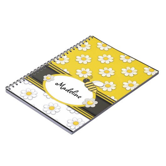 Yellow Daisy Bee Spiral Notitieboek (Linkerzijde)