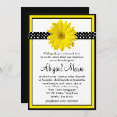 Yellow Daisy Black Polka Dots Bat Mitzvah Kaart (Voorkant / Achterkant)
