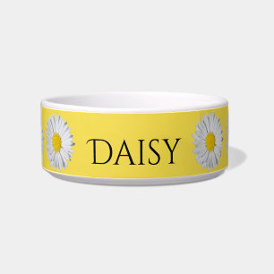 Yellow Daisy Blooms Personalized Pet Dish Voerbakje