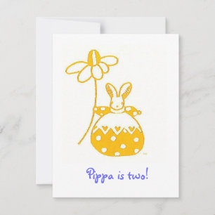 Yellow Daisy Bunny verjaardaguitnodiging Kaart