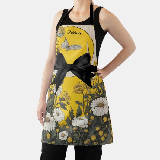 Yellow Daisy Butterfly Meadow Black Bow Schort (Insitu)