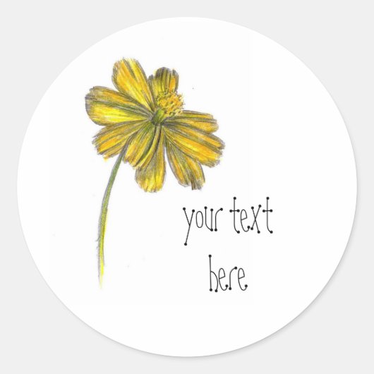 Yellow Daisy Coreopsis Wildflower Aangepaste naam Ronde Sticker (Voorkant)