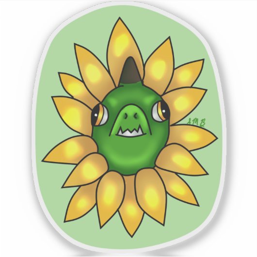 Yellow Daisy Dragon Sticker (Voorkant)