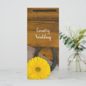 Yellow Daisy en Hoefijzer Western huwelijksprogram Programmakaart (Staand voorkant)
