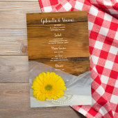 Yellow Daisy en Pearls Country Barn Wedding Menu