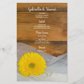Yellow Daisy en Pearls Country Barn Wedding Menu (Voorkant)