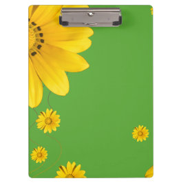  Yellow Daisy Floral Design on Green backround Klembord