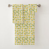Yellow Daisy Floral Gingham Towel Set Bad Handdoek (Insitu)
