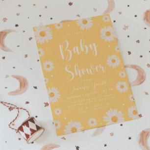 Yellow Daisy Floral Meisje Baby shower Uitnodiging