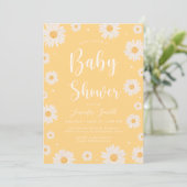 Yellow Daisy Floral Meisje Baby shower Uitnodiging (Staand voorkant)
