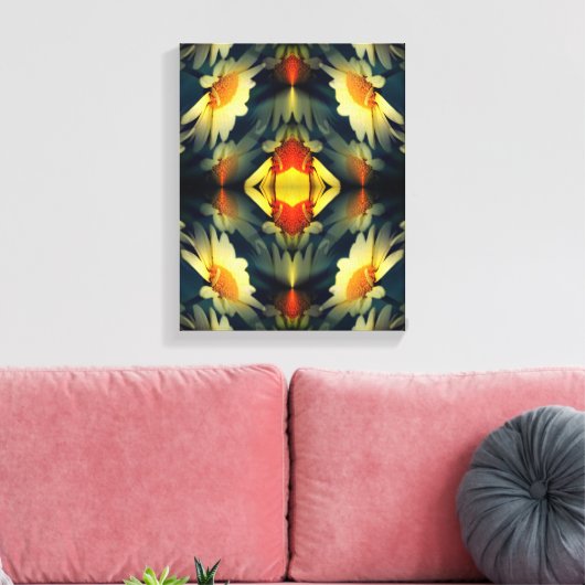 Yellow Daisy Flower Abstract Canvas Afdruk (Insitu (Woonkamer))
