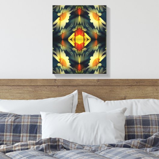 Yellow Daisy Flower Abstract Canvas Afdruk (Insitu (Slaapkamer))