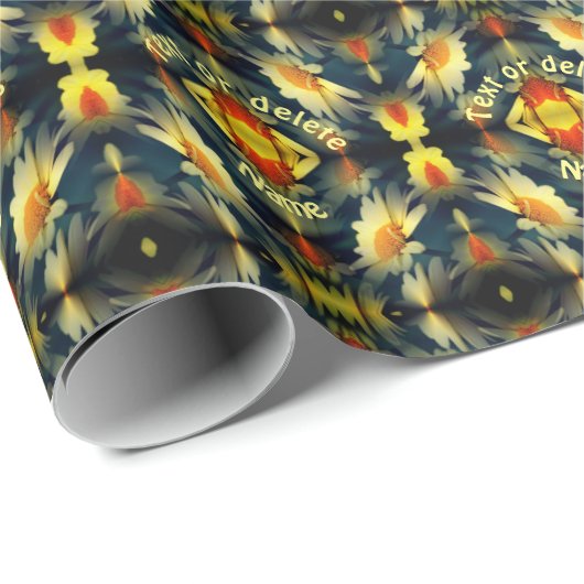 Yellow Daisy Flower Abstract gepersonaliseerd Cadeaupapier (Rol Hoek)