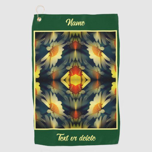Yellow Daisy Flower Abstract gepersonaliseerd Golfhanddoek (Voorkant)