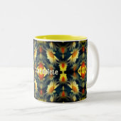 Yellow Daisy Flower Abstract gepersonaliseerd Tweekleurige Koffiemok (Voorkant rechts)