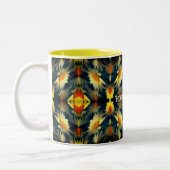 Yellow Daisy Flower Abstract gepersonaliseerd Tweekleurige Koffiemok (Links)