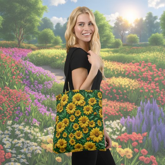 Yellow Daisy Flower Canvas tas