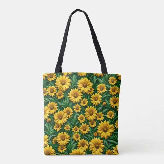 Yellow Daisy Flower Canvas tas (Achterkant)