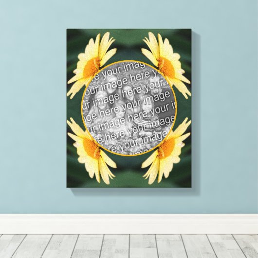 Yellow Daisy Flower Creëer Uw eigen foto Canvas Afdruk (Insitu (Houten vloer))