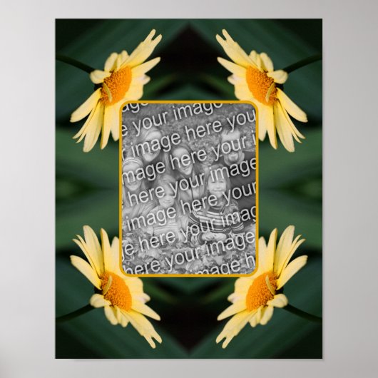 Yellow Daisy Flower Lijst Uw foto toevoegen Poster (Voorkant)