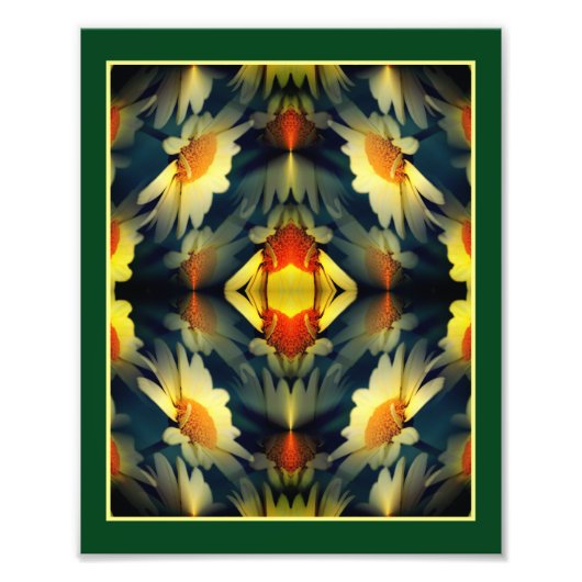 Yellow Daisy Flower Mirror Abstract 8x10 Foto Afdruk (Voorkant)