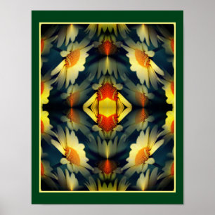 Yellow Daisy Flower Mirror Abstract Poster