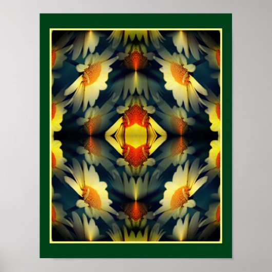 Yellow Daisy Flower Mirror Abstract Poster (Voorkant)