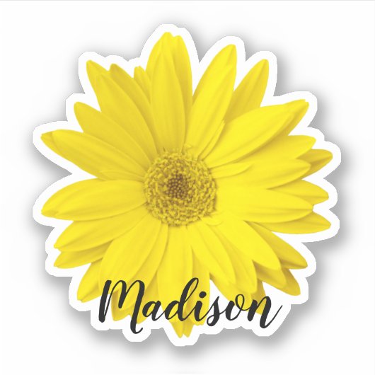 Yellow Daisy Flower Name Sticker (Voorkant)