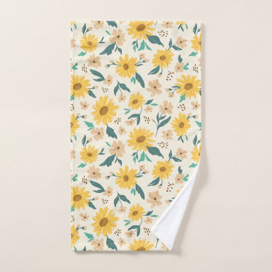 Yellow Daisy Flower Pattern Bad Handdoek (Handdoek)