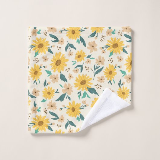 Yellow Daisy Flower Pattern Bad Handdoek (Wasdoekje)