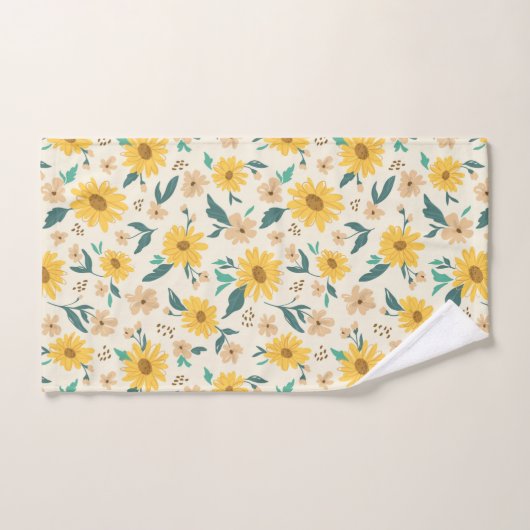 Yellow Daisy Flower Pattern Bad Handdoek (Handdoek)