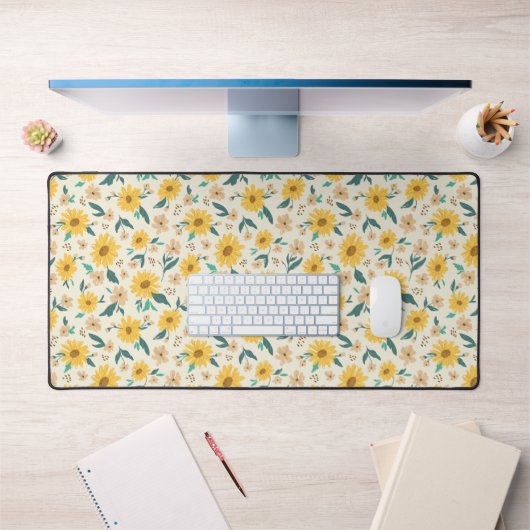 Yellow Daisy Flower Pattern Bureaumat (Kantoor 1)