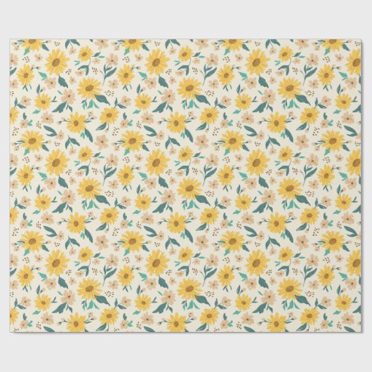 Yellow Daisy Flower Pattern Cadeaupapier (Vlak)