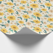Yellow Daisy Flower Pattern Cadeaupapier (Hoek)