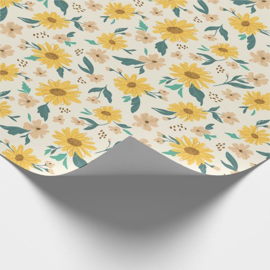 Yellow Daisy Flower Pattern Cadeaupapier (Hoek)
