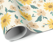 Yellow Daisy Flower Pattern Cadeaupapier (Rol Hoek)