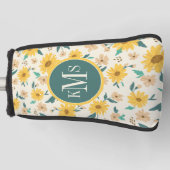 Yellow Daisy Flower Pattern Golfheadcover (Voorkant)