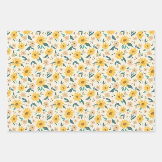 Yellow Daisy Flower Pattern Inpakpapier Vel (Voorkant 3)