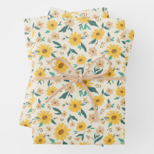 Yellow Daisy Flower Pattern Inpakpapier Vel