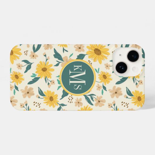 Yellow Daisy Flower Pattern iPhone Hoesje (Achterkant horizontaal)