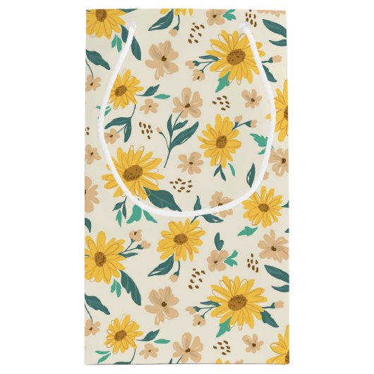 Yellow Daisy Flower Pattern Klein Cadeauzakje (Achterkant)