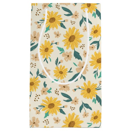 Yellow Daisy Flower Pattern Klein Cadeauzakje (Voorkant)