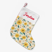 Yellow Daisy Flower Pattern Kleine Kerstsok (Voorkant (Hangend))