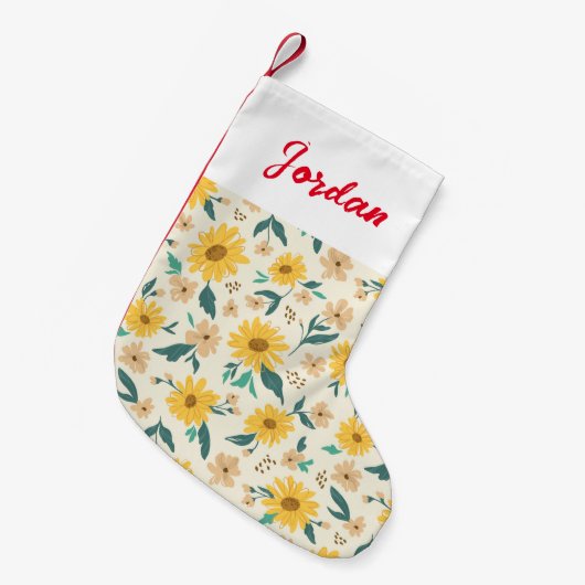 Yellow Daisy Flower Pattern Kleine Kerstsok (Voorkant (Hangend))