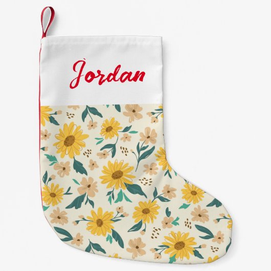 Yellow Daisy Flower Pattern Kleine Kerstsok (Voorkant)