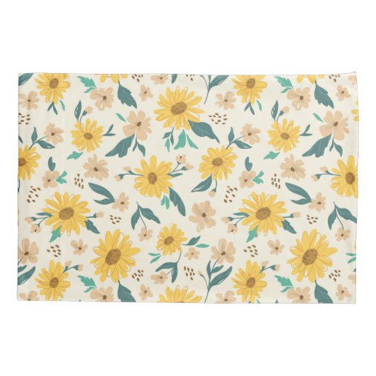 Yellow Daisy Flower Pattern Kussensloop (Achterkant)