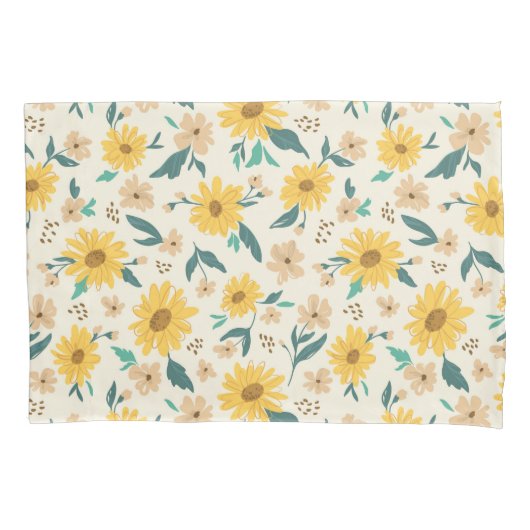Yellow Daisy Flower Pattern Kussensloop (Voorkant)