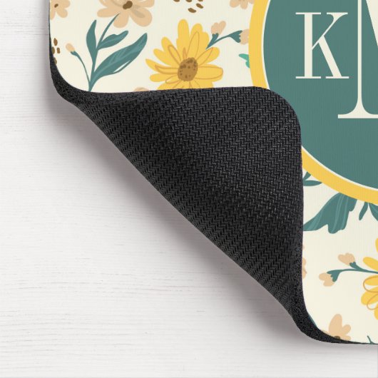 Yellow Daisy Flower Pattern Muismat (Hoek)