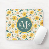 Yellow Daisy Flower Pattern Muismat (Met muis)