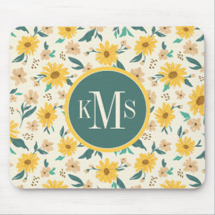 Yellow Daisy Flower Pattern Muismat